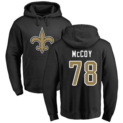 Men New Orleans Saints Black Erik McCoy Name and Number Logo NFL Football #78 Pullover Hoodie Sweatshirts->nfl t-shirts->Sports Accessory